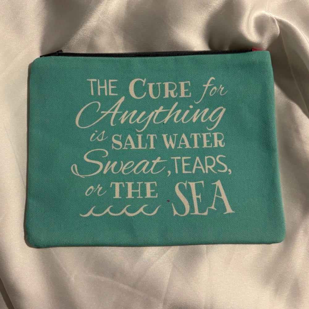 Beach Quote Zipper‎ Pouch Cosmetic Bag Aqua Travel Makeup Bag